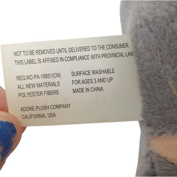 Adore Gray Hippopotamus 14.5" Stuffed Animal Realistic Soft Plush Toy Swamp NEW - Picture 7 of 8